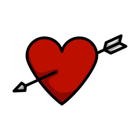 Pierced Heart By Arrow Icon. Editable Bold Outline With Color Fill Design. Vector Illustration.のイラスト素材