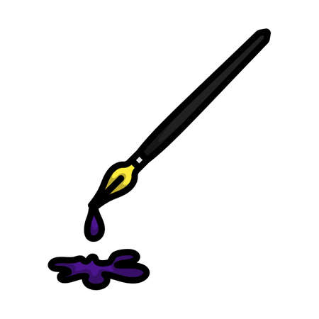 Fountain Pen With Blot Icon. Editable Bold Outline With Color Fill Design. Vector Illustration.のイラスト素材