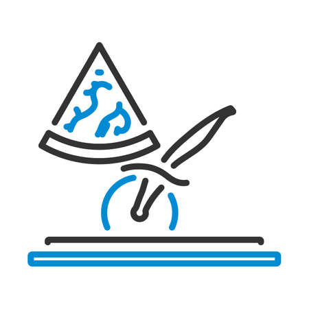 Pizza With Knife Icon. Editable Bold Outline With Color Fill Design. Vector Illustration.のイラスト素材