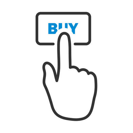 Finger Push The Buy Button Icon. Editable Bold Outline With Color Fill Design. Vector Illustration.のイラスト素材