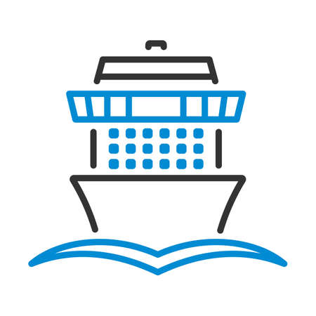 cruise liner icon. Editable Bold Outline With Color Fill Design. vector illustration.のイラスト素材