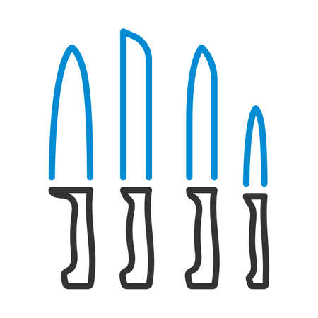 Kitchen Knife Set Icon. Editable Bold Outline With Color Fill Design. vector illustration.のイラスト素材