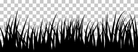 Meadow Grass Seamless Background. Cute Clean And Smooth Meadow Grass Border Design in Black Colors. All Object Are Separated. vector illustration.のイラスト素材