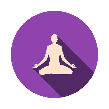 Lotus Pose Icon. Flat Circle Stencil Design With Long Shadow. vector illustration.のイラスト素材