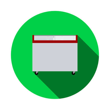 Supermarket Mobile Freezer Icon. Flat Circle Stencil Design With Long Shadow. vector illustration.のイラスト素材