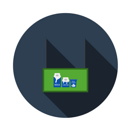 Milk Market Department Icon. Flat Circle Stencil Design With Long Shadow. vector illustration.のイラスト素材