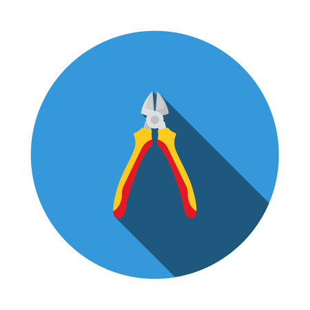 Side Cutters Icon. Flat Circle Stencil Design With Long Shadow. vector illustration.のイラスト素材