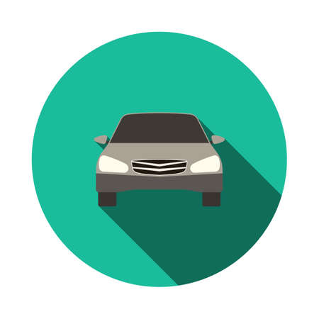 Sedan Car Icon. Flat Circle Stencil Design With Long Shadow. vector illustration.のイラスト素材