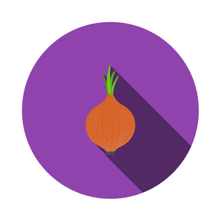 Onion Icon. Flat Circle Stencil Design With Long Shadow. vector illustration.のイラスト素材