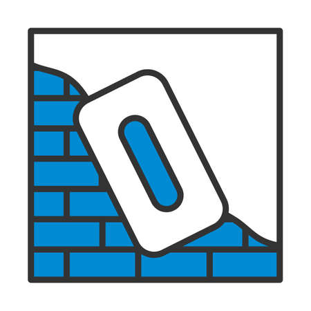 Icon Of Plastered Brick Wall. Editable Bold Outline With Color Fill Design. Vector Illustration.のイラスト素材