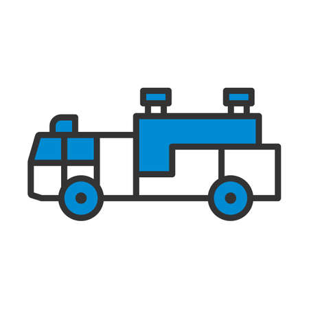 Fire Service Truck Icon. Editable Bold Outline With Color Fill Design. Vector Illustration.