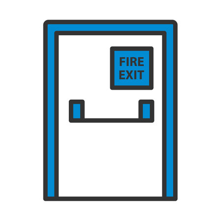 Fire Exit Door Icon. Editable Bold Outline With Color Fill Design. Vector Illustration.のイラスト素材