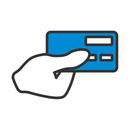 Hand Holding Credit Card Icon. Editable Bold Outline With Color Fill Design. Vector Illustration.のイラスト素材