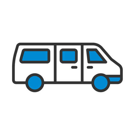 Commercial Van Icon. Editable Bold Outline With Color Fill Design. Vector Illustration.のイラスト素材