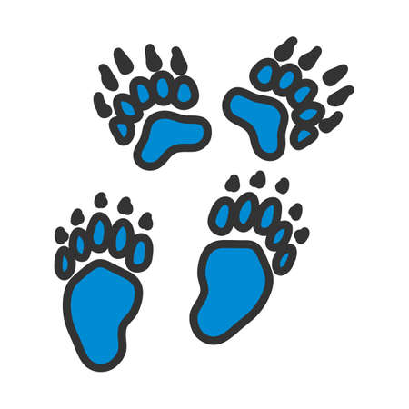 Icon Of Bear Trails. Editable Bold Outline With Color Fill Design. vector illustration.のイラスト素材