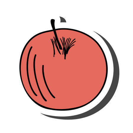 Apple sticker with shadow on education theme. back to school. vector illustration.のイラスト素材