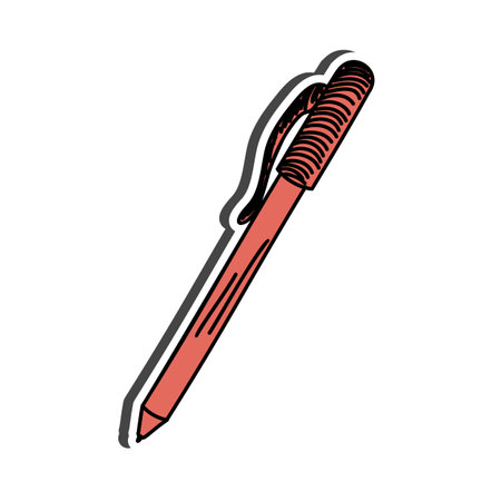 Pen sticker with shadow on education theme. back to school. vector illustration.のイラスト素材