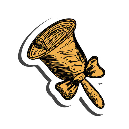 Bell sticker with shadow on education theme. back to school. vector illustration.のイラスト素材