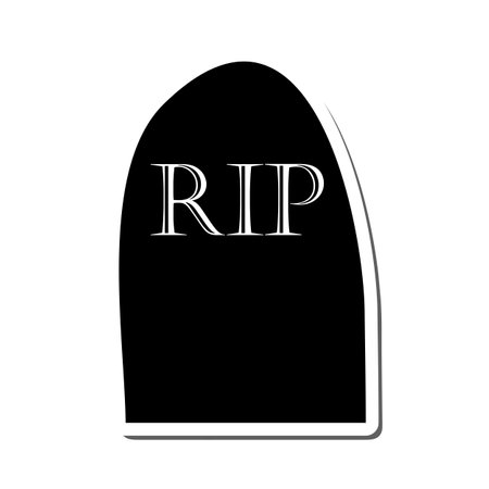 Halloween Holiday Element. Cemetery Grave Stone Sticker With Shadow Over White Background for Creating Halloween Designs. vector illustration.のイラスト素材