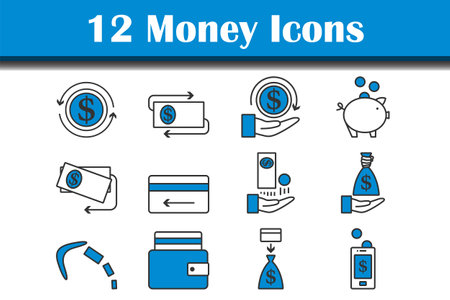 Money Icon Set. Editable Bold Outline With Color Fill Design. Vector Illustration.のイラスト素材
