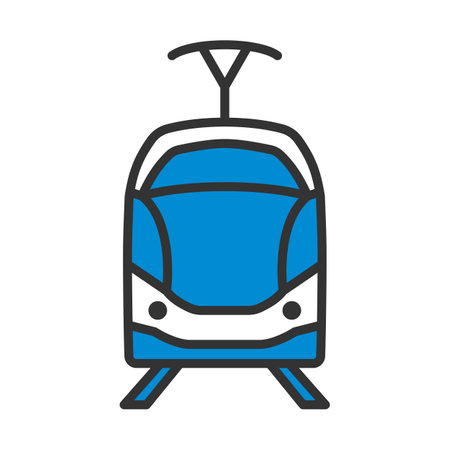 Tram icon. Editable Bold Outline With Color Fill Design. vector illustration.のイラスト素材