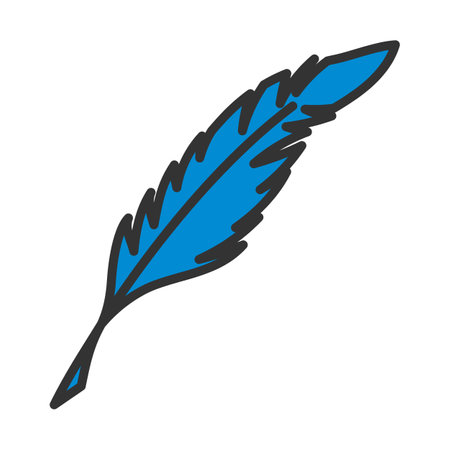 Writing Feather Icon. Editable Bold Outline With Color Fill Design. Vector Illustration.のイラスト素材