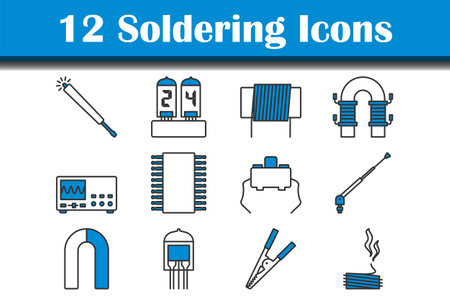Soldering Icon Set. Editable Bold Outline With Color Fill Design. Vector Illustration.のイラスト素材