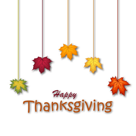 Thanksgiving fall banner with bright autumn leaves. Design element for the autumn holidays, events, discounts, and sales. vector illustration.のイラスト素材