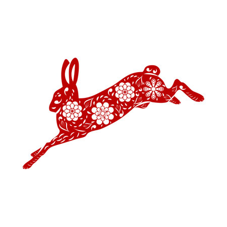 Lunar new year, year of the rabbit. Chinese 2023 rabbit element. vector illustration.のイラスト素材