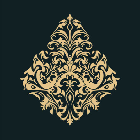 Damask baroque ornament. Ornate element for design in Victorian style. It can be used for decorating of wedding invitations, greeting cards, decoration for bags and clothes. vector illustration.のイラスト素材