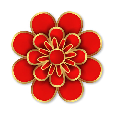 Chinese Lunar New Year flower element. Suitable for concept Lunar New Year holiday card, banner, poster, flyer. Vector illustration.のイラスト素材