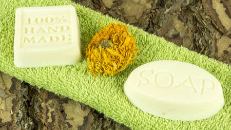 Handmade soap with flowers and other accessories