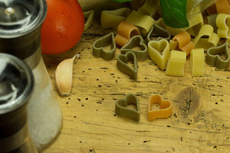 Love Pasta - Pasta In different colors in the form of a heartの写真素材