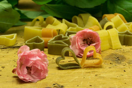 Love Pasta - Pasta In different colors in the form of a heartの写真素材