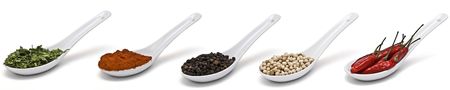 Spoons with spicesの写真素材