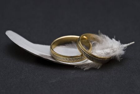 Feather and rings.