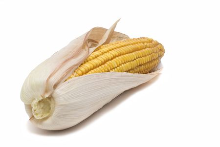 Corncobs isolated on a white background.の写真素材