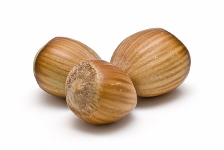 Hazelnuts isolated on a white background.の写真素材