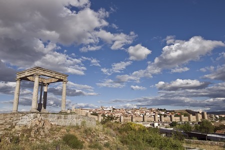 A view of the city of Avilaの写真素材