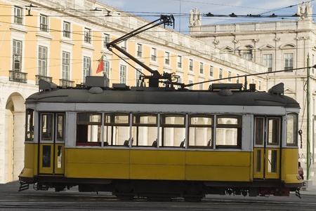 Classic tram on the streets of Lisbon in Portugal, Europe.のeditorial素材