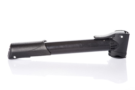 Portable bike pump isolated on a white backgroundの写真素材