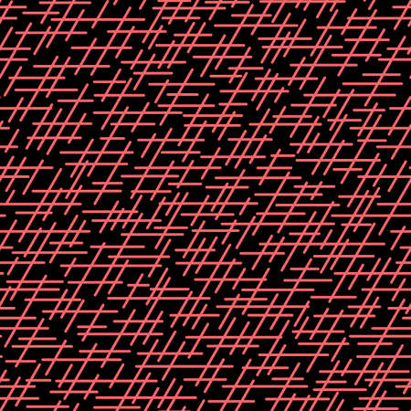 Randomly crossing lines making pattern.Chaotic short lines seamless pattern, chips and sticks modern repeatable motif.Good for print, textile, fabric, background, wrapping paper.Pink black colors.の写真素材