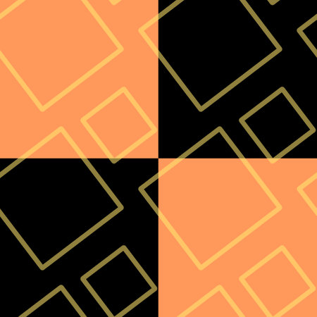 Abstract seamless pattern of arranged diagonally overlapping squares outline of blue tones on background of salmon,black checkered squares.For fashion fabrics,clothes,home decor,card,templates,printの写真素材