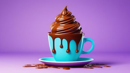 Delicious ice cream coffee dessert in cup, beautifully presented on vibrant pink background. For advertising, banner, relaxation, lifestyle, menu, dessert, culinary, cafe themed content. Copy spaceの素材