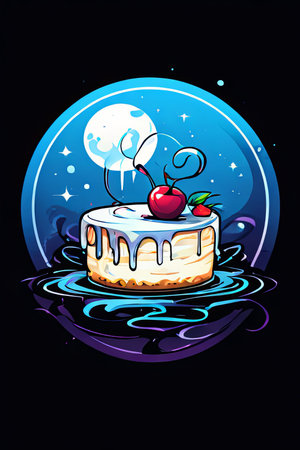 Cheesecake features smooth, creamy base that is elegantly topped with a glossy layer of colorful icing, which drips slightly down sides. For advertise cafe, patisserie, restaurant, food blog, cookbookの素材