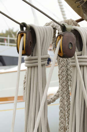 pulleys and ropes of sailing