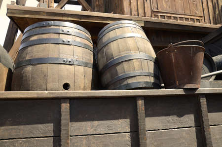 old barrels storedの写真素材