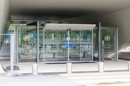 Geneva, Switzerland - July 13, 2021: World Health Organization building entrance