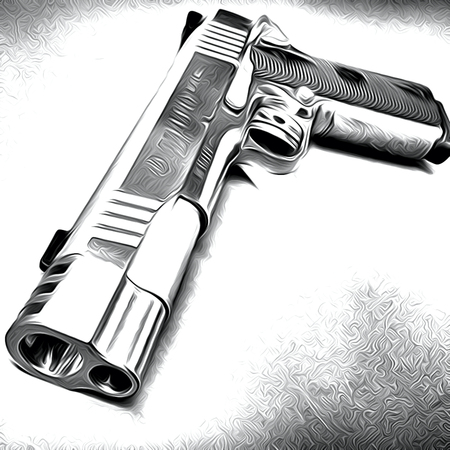 Black and white gun bullet illustrationの写真素材
