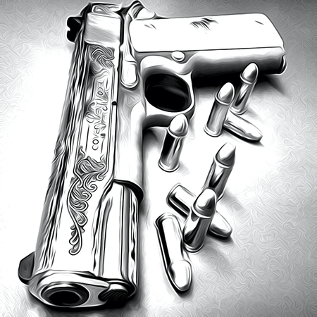 Black and white gun bullet illustration